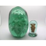 A Large and Impressive Victorian Green Glass Dump, possibly Stourbridge, with internal multi-stemmed