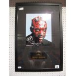 A Framed Star Wars Episode One Montage- Darth Maul, signed Ray Park with certificate of