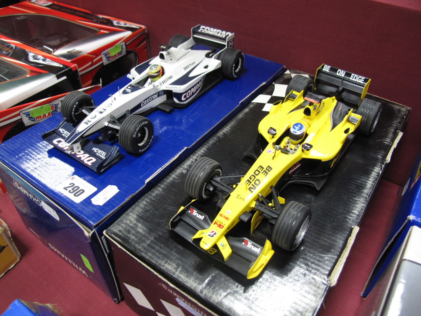 Two Boxed Minichamps 1:18th Scale Die Cast Formula One Cars, # 057494 Jordan Ford E314, G. Pantano