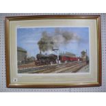 After David Chatsworth "Chesterfield (Midland) South" Railway Print, pencil signed and framed.