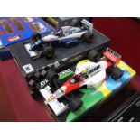 Two Boxed Minichamps 1:18th Scale Diecast Ayrton Senna Formula 1 Cars. #013902 McClaren MP 4/58,