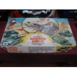 A 1970's Airfix 'DO' Scale Coastal Defence Assault Set, unpainted with boxed soldiers set. Boxed.