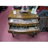 A Mid XX Century Mahogany Two Drawer Table Canteen, squared tapering legs, spade feet, fitted with