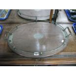 Oak Oval Tray, having plated wire gallery, circa early XX Century.
