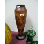 A Slender Baluster Vase, in the style of Gallé, decorated with convolvulus flowers and leaves on