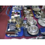 Assorted Plated Ware, including teaset, cutlery, shaker, ice bucket, pair of circular lidded tureens