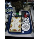 Quantity of Thimbles, Old Country Roses dishes, other ceramics. One tray