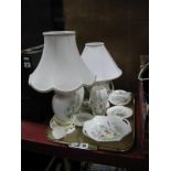 Aynsley "Wild Tudor" China, including two table lamps, vases:- One Tray