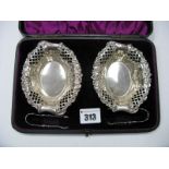 A Pair of Hallmarked Silver Bonbon Dishes, of openwork design, contained in a fitted case,