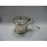 A Hallmarked Silver Lidded Drum Mustard, of cylindrical form with garland swag decoration, the