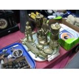 Two Brass Miners Lamps, Eccles and Aberaman, two miner figures, crocodile nut crackers, etc. One