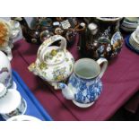 A XVII Century English Pearlware Pottery Teapot, (cracked and lacking lid), a French pottery