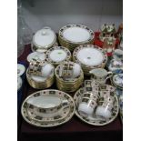 A Royal Crown Derby Derby Border Pattern Bone China Part Dinner Service, comprising twelve plates,