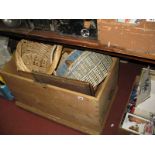 XIX Century Pine Box, (no lid) together with wicker baskets.