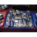 A Part Canteen of Plated Cutlery, including ladles, basting spoon, etc:- One Tray