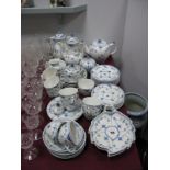 Royal Copenhagen Blue and White Teaware, of approximately forty six pieces, including coffee pots,