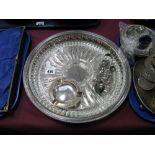 A Silver Hallmarked Ashtray, Sheffield 1954, an EPNS hors d'oeuvres dish, salt spoons, tongs, etc.