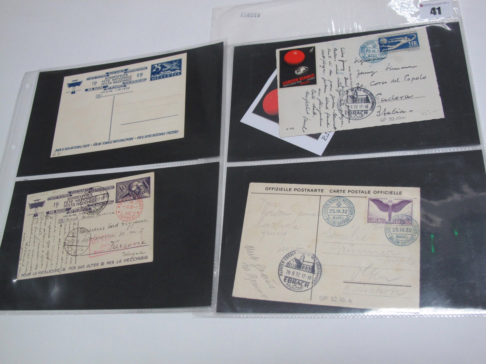 Switzerland - A Small Collection of Four Flight Cards, National Fete cards for 1928 (used) and