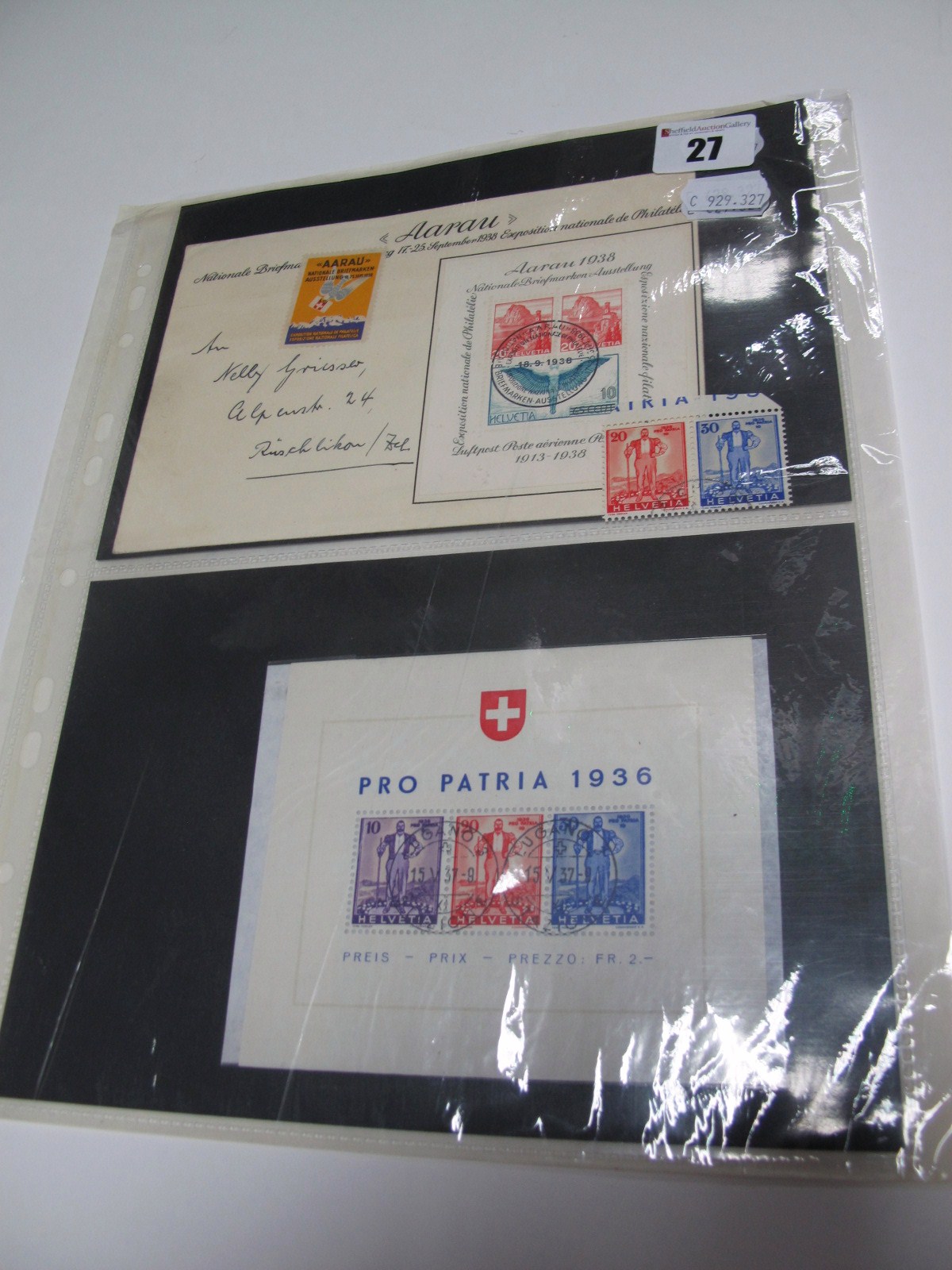 Switzerland Stamps - 1936 Defence Fund Sheet MS 367, fine used cat £325. Also, 1938 Aarau sheet on