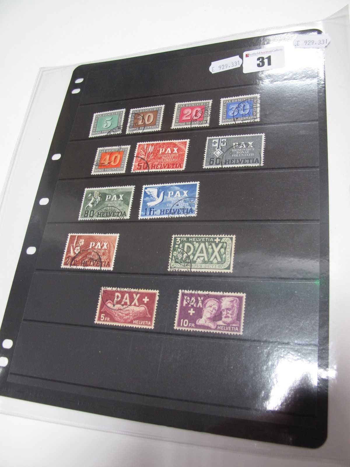 Switzerland Stamps - 1945 PAX Set SG 447-459 Fine Used Set, cat £1200, with corner fault on cheap