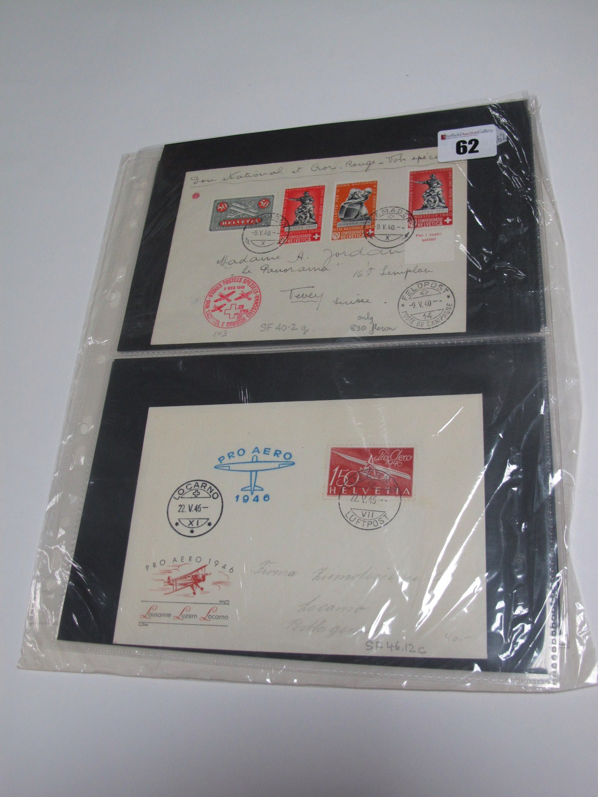 Switzerland - Seven Air Covers 1940-1949, including 1946 Lausanne SG 466 (x2), 1949 St Gallon SG