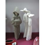 A Lladro Figure Group of Two Nuns, together with a Lladro figure of a monk. (2)