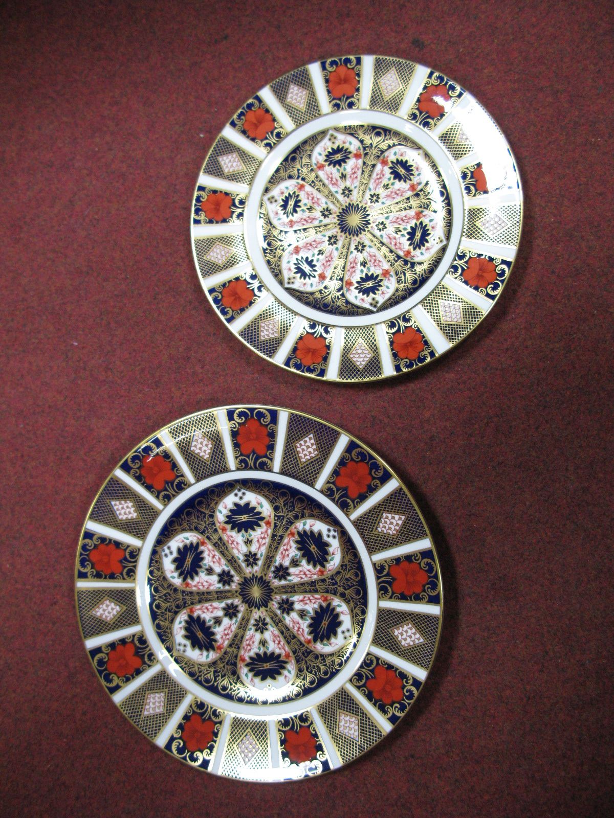 Two Royal Crown Derby "Imari" Pattern Plates, 1128 pattern.