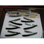 A Collection of c.1860-1880 John & William Ragg Cutthroat Razors, all with black vulcanite scales,