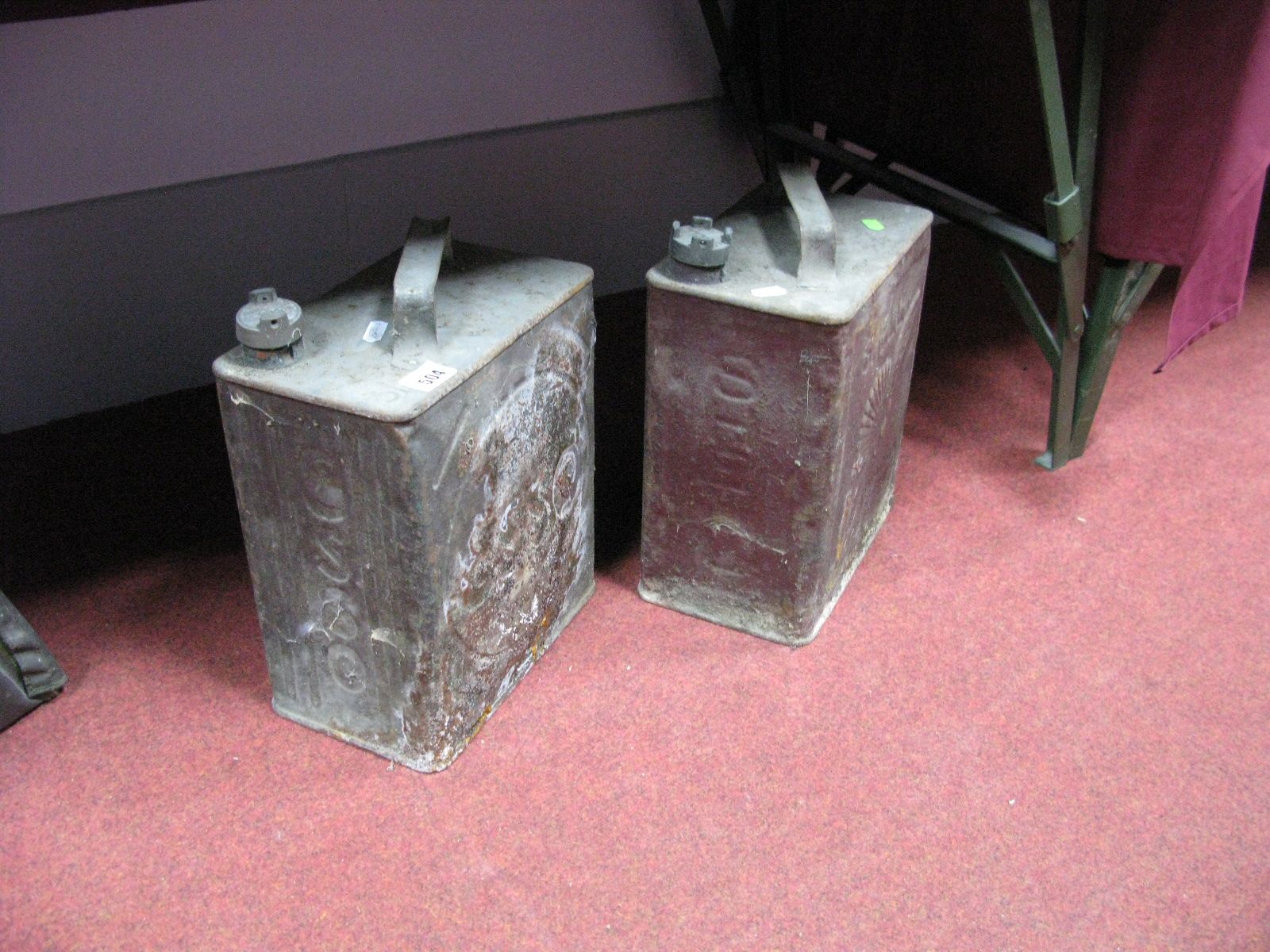Shell and Esso Embossed Petrol Cans.