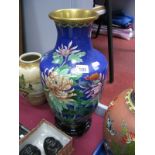 A Cloisonne Vase, of shouldered ovoid form, decorated with flying birds amongst chrysanthemums, on a