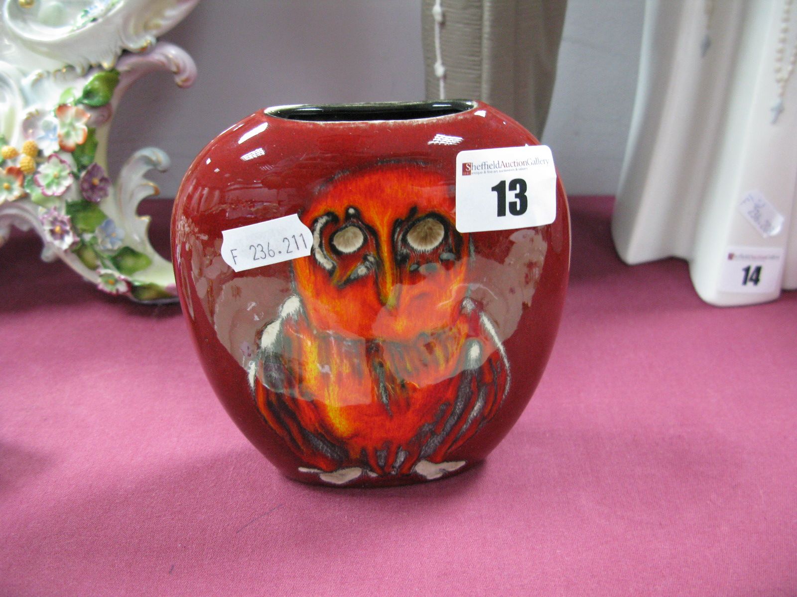 Anita Harris Art Pottery Vase, "Ozzie the Owl", signed by Henry Sandon to underside.