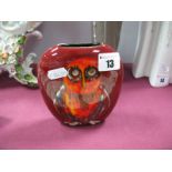 Anita Harris Art Pottery Vase, "Ozzie the Owl", signed by Henry Sandon to underside.