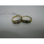 Two Diamond Set Rings, graduated set, indistinctly stamped "18" and "18ct". (2)