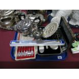 Rodgers Seven Bar Toast Rack, Indian tray, cased cutlery, Viking plate teapot, large thimble,