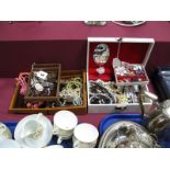 A Mixed Lot of Assorted Costume Jewellery, including beads, brooches, etc, contained in two