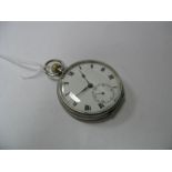 A Silver Pocketwatch, with enamel dial, (damaged), Roman numerals, stamped 925.