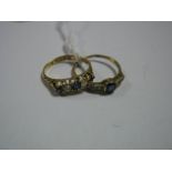 An 18ct Gold Sapphire and Diamond Five Stone Ring, claw set; together with a single stone ring,