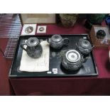 An Early XX Century Chinese Black Basalt and Pewter Tea Service, labelled for Hor Chung, 48