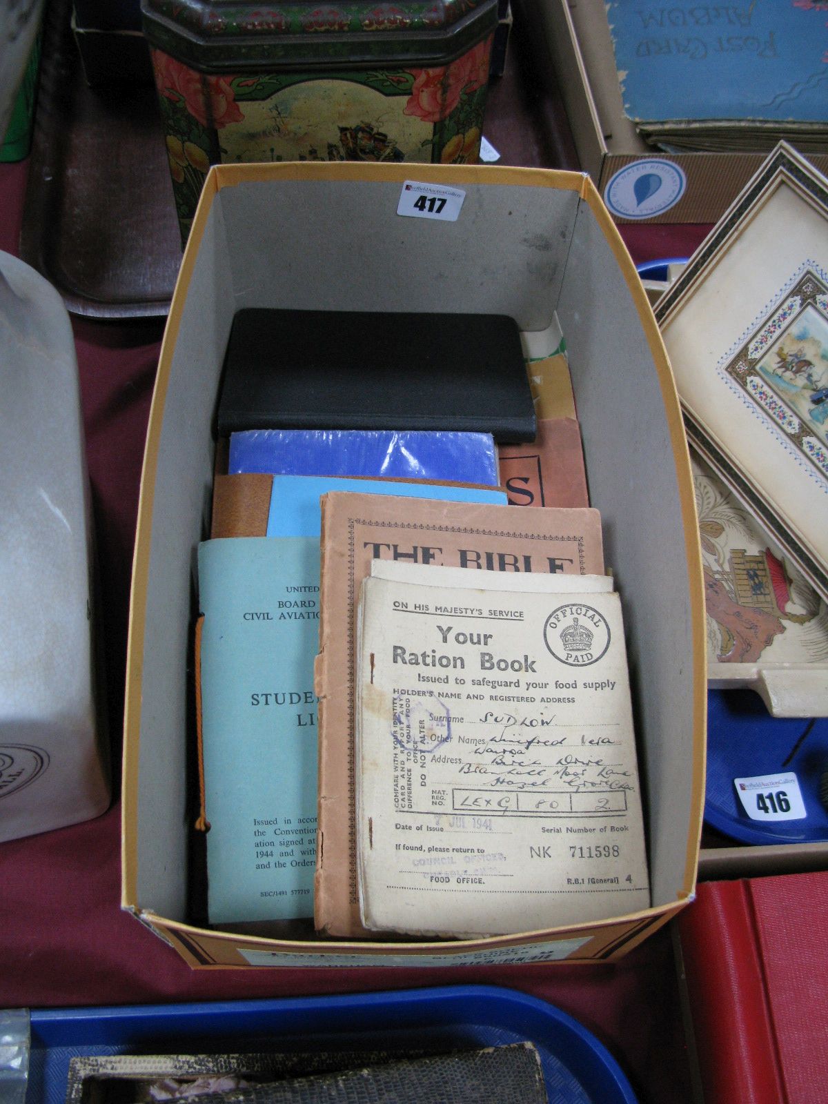 Paper Ephemera, including a private pilots licence, ration books, 1951 Festival of Britain