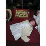 Armand Marseille Bisque Headed Bay Doll, with sleepy eyes, open mouth with teeth, rag body,