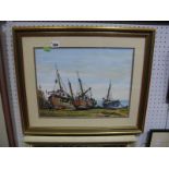 Jack Rigg, Watercolour, boats moored at Sidmouth, Devon, 29x38cms, signed and dated 1985 lower left,