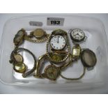 A 9ct Gold Cased Lady's Wristwatch, a 9ct gold cased wristwatch (damages), together with assorted