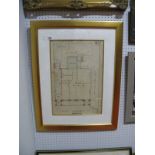 XIX Century Architects Plan of Yorkshire Bank, East Parade, Bradford, by J.P. Kay, 30 Park Square,