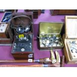 A XX Century Rich & Bundy Mahogany Cased Wireless Crystal Radio, together with headphones, bearing