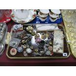 Assorted Costume Brooches, modern butterfly earrings, etc:- One Tray