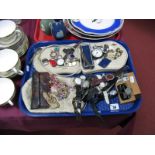 Assorted Wristwatches, pocket watch, mesh necklace, pince-nez, engine turned "Yard O Led", badges,