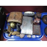 A Pair of Early XX Century Binoculars, in a leather case, leather boxes, shells, brass eagle,