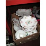 XIX Century Pottery Part Desert and Tea Services, studio pottery vases, bowls etc:- Two Boxes