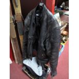 A Vintage Black Leather Belstaff Motorcycle Jacket.