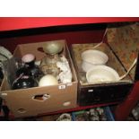 XIX Century Oak Domed Box, with two chamber pots, Austrian figures, etc:- Two Boxes